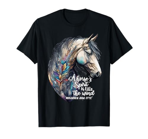 Just a girl who loves horses Co. Women's Black Bohemian Horse Portrait Horseback Riding T-Shirt