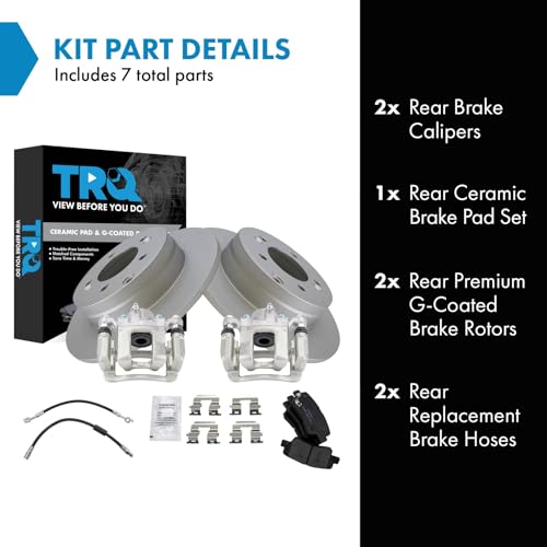 Image of TRQ Rear Brake Pad and Rotor Set Ceramic Coated Calipers Hoses Compatible with 2014 Kia Optima
