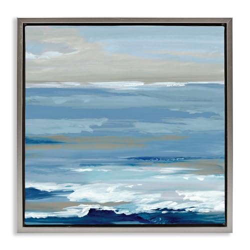 Stupell Industries Embracing Ocean Breeze Gray Framed Floater Canvas Wall