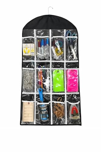 Manhattan Wardrobe Supply 12 Pocket Clear Hanging Shoe & Accessory Organizer Bag - Closet Storage Solution for Shoes, Jewelry, Scarves, Belts & Small Accessories, Durable Space-Saving Design