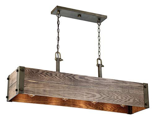 Image of Nuvo 60 /6424 Winchester 4-Light Trestle Pendant Bronze & Aged-Wood Finish
