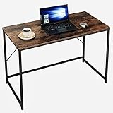 mesas de hierro para jardin 【Simple y Hermoso】: El mesa despacho y simple adopta un acabado marrón cálido y rústico y un marco de acero negro simple, que es muy adecuado para un espacio de trabajo creativo y elegante. Ya sea en la oficina o en casa, es la elección correcta para combinar perfectamente con la decoración interior de estilo industrial.