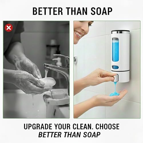 Image of ABS Liquid Soap Dispenser Wall Mounted for Bathroom & Wash Basin | Handwash Bottle Holder, Shampoo & Sanitizer Dispenser for Kitchen, Toilet & Shower Use (White)