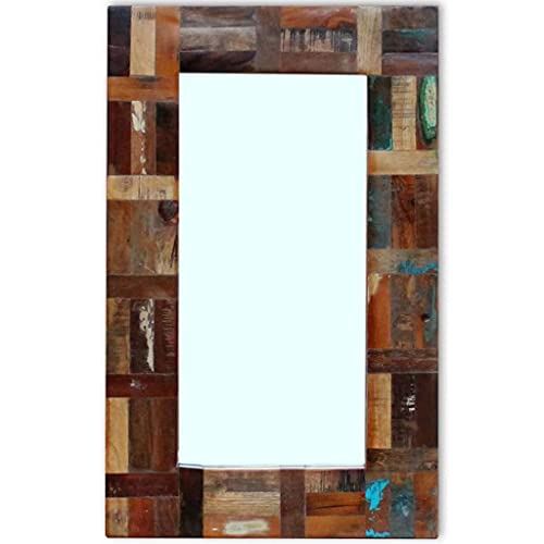 vidaXL Espejo de Madera Reciclada 80x50 cm Multicolor Baño Habitación Pasillo