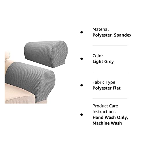 Sxning Stretch Armrest Covers Spandex Arm Covers For Chairs Couch Sofa Armchair Slipcovers For Recliner Sofa 2Pcs (Light Grey) #TOP5