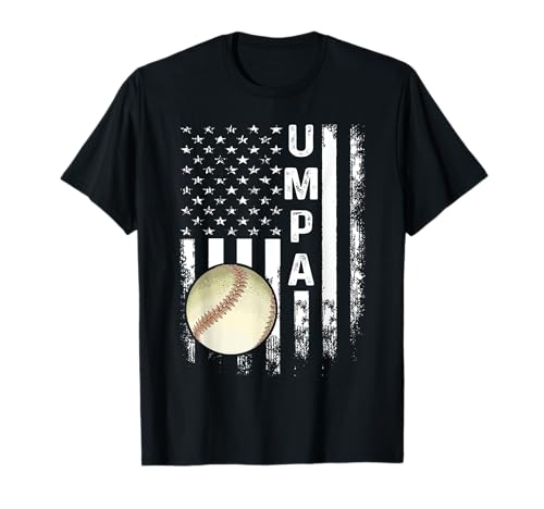 Baseball Umpa America Flag Vintage Christmas Xmas T-Shirt