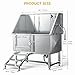 DWVO Professional Pet Dog Bathing Station for Grooming, 50'' Dog Grooming Bathtub with Left Stairs, Floor Grate, Faucet, Showerhead & Soap Holder for Large, Medium & Small Pets