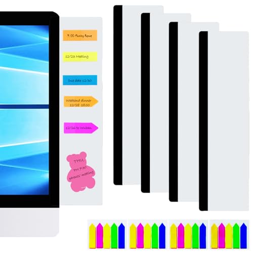 LRZCGB Monitor Memo Board,4 Pieces Computer Monitor Message Board Acrylic Monitor Sticky Note Holder