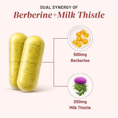 Image of Nutrabud Berberine 500mg with Milk Thistle Supplement - Berberis Aristata Berberine HCL 97% - 60 Veg Capsules (60 Count (Pack of 1))