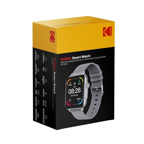 Kodak SW-7203 – Montre Connectée - Écran 47 mm HD - Appels Bluetooth & Assistant Vocal -Fréquence Cardiaque, SpO2, Stress - 37 Modes Sport - GPS - Autonomie 5 Jours - Charge sans Fil - Android & iOS