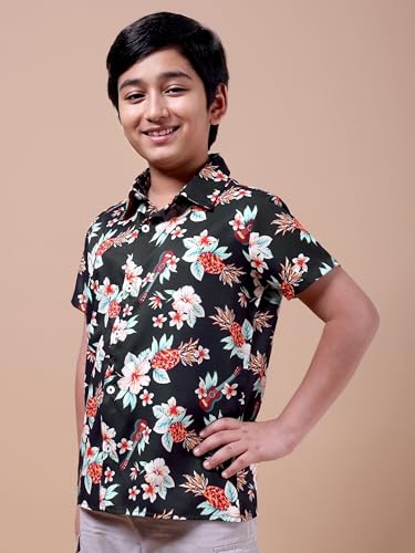 Image of Boys Printed Casual Shirt Short Sleeve Button Down Beach Shirt for Kids