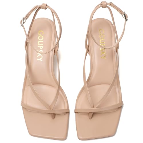 Image of Kitten Heels for Women Round Open Toe Sandals Flip Flop Heels Summer Low Heeled Thong Sandals