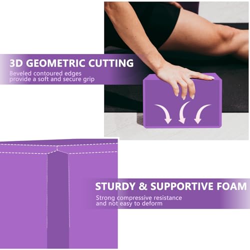 Image of 9 inchx6 inchx3 inch Yoga Blocks, Soft Non-Slip Surface Premium Foam Blocks, Supportive, Lightweight, Odor Resistant, Yoga Accessories for Pilates Meditation General Fitness Stretching Toning (Purple-2