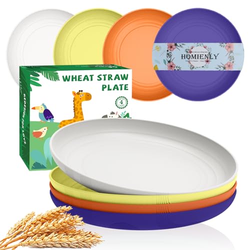 Homienly Wheat Straw Plate Set Reusable Dinner...
