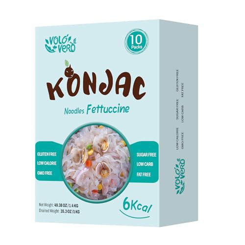 Image of VOLO VERO Konjac Shirataki Fettuccine Noodles 10 Pack, Low Calorie Pasta | Gluten Free, Vegan, Low Carb, Plant Based, Zero Sugar, Fat Free, Ready in Minutes, Pasta Alternative