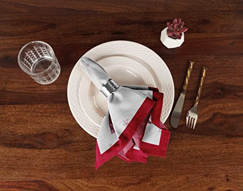 Serviette en tissu imprimé cerf de Noël coton réutilisable tapiste table de dîner - 4