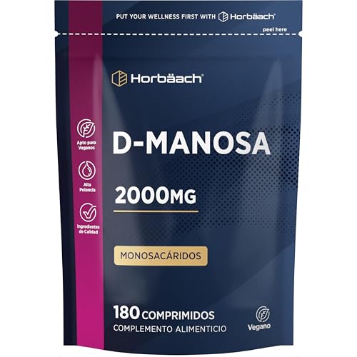 D Manosa 2000 mg | 180 Comprimidos en Polvo Veganos | D-Manosa de Alta Dosificación | D-Mannose Supplement | Horbaach