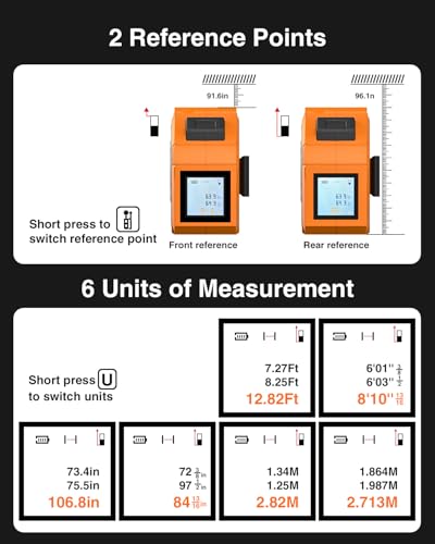 328Ft 3-in-1 Digital Laser Tape Measure Rechargeable Measuring Tool &16Ft Auto-Lock Tape Measure Movable Magnetic Hook - image 6