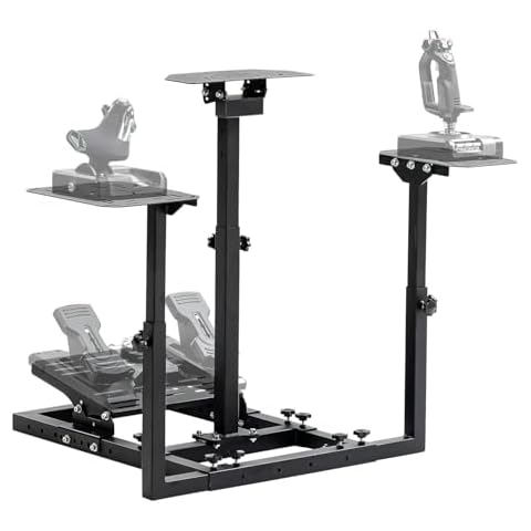 Marada Flight Racing Sim Cockpit Dual Mounting Platform Compatible with Logitech, PXN, Thrustmaster HOTAS Warthog, G29, G920, G923, X52 Adjustable Stand Wheel, Pedal, Throttle, Joystick Not Included Cover