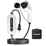 Level 1 J1772 EV Charger, 120-220V 16A, 25ft Cable, IP66 Waterproof, Portable Electric Vehicle Charger with NEMA 6-20 & 5-15 Plug, Compatible with All J1772 Electric Cars