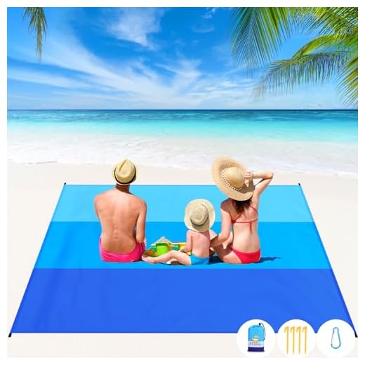 BYDOLL Beach Blanket Waterproof Sandproof 78''×81'' 1-5 Adults Oversized Lightweight Large Picnic Mat Waterproof Sandproof Blanket for Beach Camping Hiking Travel