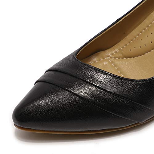 Image of Mona flying Women's Leather Pump Med Heel Pointed Toe Office Dressy Shoes