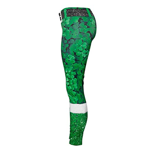 Calça legging skinny de cintura alta com estampa de trevo de dia de São Patrício TENDYCOCO para ioga