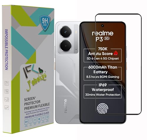 Image of Tempered Glass Screen Protector Compatible For Realme P3 5G (6.67 Inch, Pack of 1) Black Cellphone With Edge-To-Edge Protector Coverage And Easy Installation Kit (