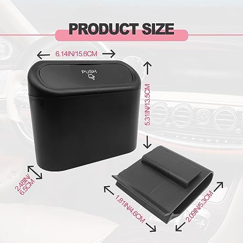 Image of Car Trash Can with Lid Leakproof Mini Vehicle Trash Bin and One Roll Plastic Trash Bag Automotive Garbage Container Bin for Vehicle Home Office (Black)