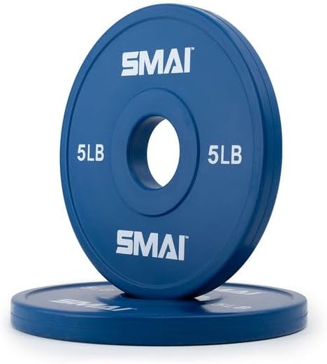 SMAI Olympic Gym Weight Plates: Color-Coded, Powerlifting, Set Fractional, Versatile Rubber-Coated Machined Steel Grip Plates for Strength Training Excellence.