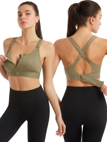 Image of Celary Woman's Sports Bra|Polyester Spandex High Impact Front Zip Sports Bra |Size:- XS to 5XL |Gym Workout & Yoga Running Activewear Bra with Criss Cross Back Support
