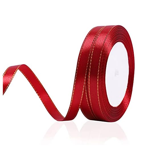 Dubbelsidig satinband rullar, 2 rullar 10 mm satinband för presentinslagning alla hjärtans dag bröllopsfest dekoration blomsterarrangemang hantverksmaterial, 22 m/rulle, röd