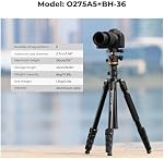 Tripode à caméra, K&F Concept Trépied de téléphone mobile, 75.59"/192 cm avec support de téléphone, lourd DSLR Trépieds avec 360 Capacité de charge de la tête de balle 8kg/17.6lbs, Monopode amovible O275A5+BH-36