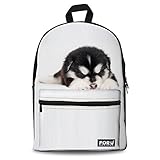 FOR U DESIGNS Cool White Sleepy Dog Animal Soft Cotton Canvas Bookbag Back Pack