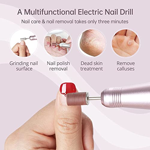 Luckaide Schleifhülsen Nagelbohrer 75PCS mit Nagelbohrer, Kasten, 80/120/180GRIT Nagelkunst-Schleifband Nagelfräser Aufsatz für Maniküre Pediküre Nagelpflege