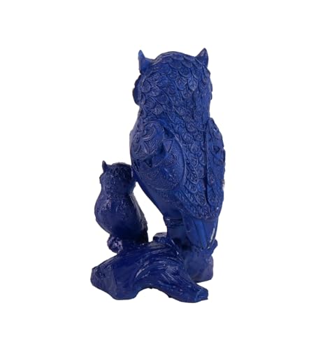 Image of THE WHITE INK DECOR Premium Auspicious Owl with Golden Eye A Symbol of Wisdom and Fortune Color Blue