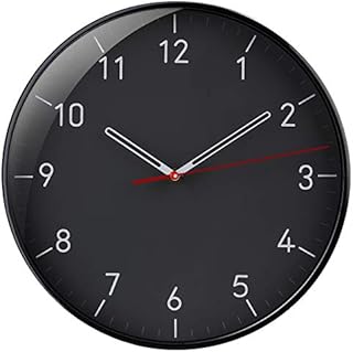 WristArt Wall Clocks Battery Operated Non Ticking - 12 Inch Completely Silent Analog Quartz Office Wall Clock - Modern Design Wall Clock for School, office, livingroom Clockblack