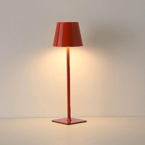 Lámpara de mesa LED regulable inalámbrica, con batería, táctil, regulable, 3 colores de temperatura, lámpara de mesa para interior y exterior con USB-C, IP54 resistente al agua, aluminio (rojo, 1