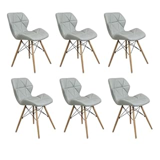 MA MAISON Set 6PZ Sedie in Ecopelle - Design Moderno, Elegante, Soggiorno, da Cucina, Ufficio, Seduta Ergonomica, Gambe in Legno, struttura in Acciaio - 41x49x71h cm
