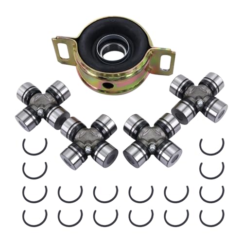DriveShaft 4X U-Joints & Center Support Bearing Fit for 1995-2004