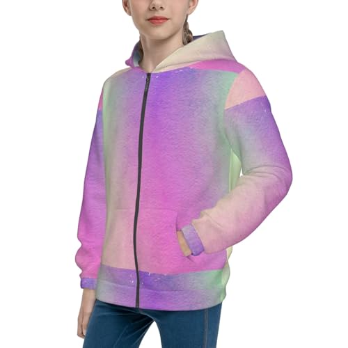 Watercolor Paper Texture Kids Pullover Hoodies Boys Zip Up Sweatshirts Girls Athletic Clothes with Pocket