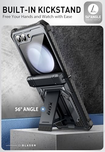 Image of i-Blason for Samsung Galaxy Z Flip 6 Case with Stand, [Built-in Screen Protector] [Hinge Protection] [Belt-Clip], Armorbox, Black