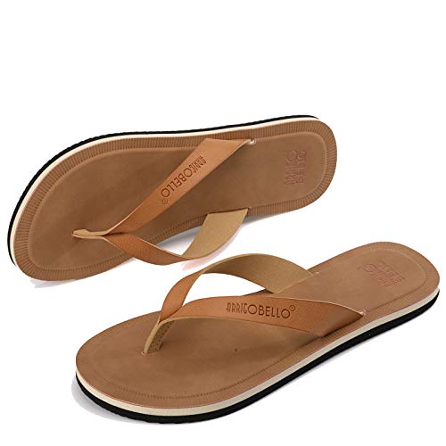 Ax Boxing Flip Flops For Women Thong Sandals Faux Leather Slide Beach Pool Slipper Sandals(Brown,8) #TOP1