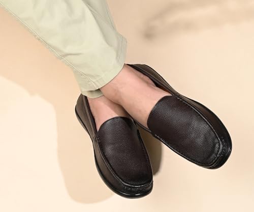 Image of LOUIS STITCH Men's Slip-On Loafers | Ultra Lightweight Slip-On Solid Formal Shoes for Men | Loafers with All-Day Comfort | LSFLPDMPU