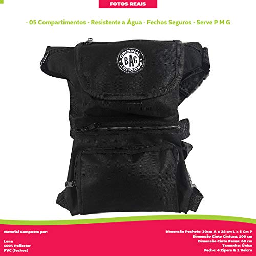 Pochete Camping Perna Preta Cintura Ajustável Multiuso Pesca Camping Trilha Motoboy