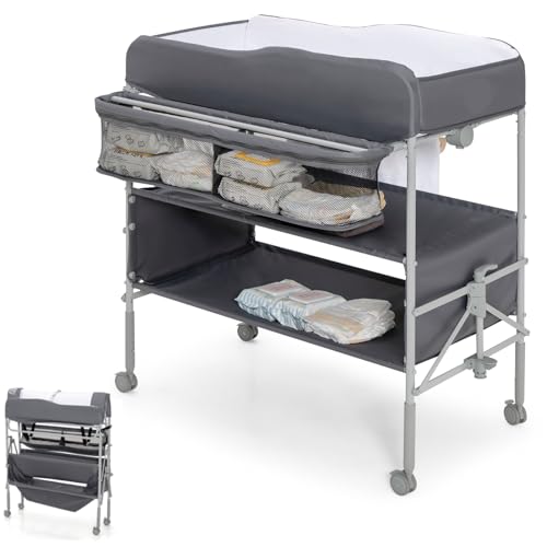 Maxmass Baby Changing Table, Adjustable Height, Grey