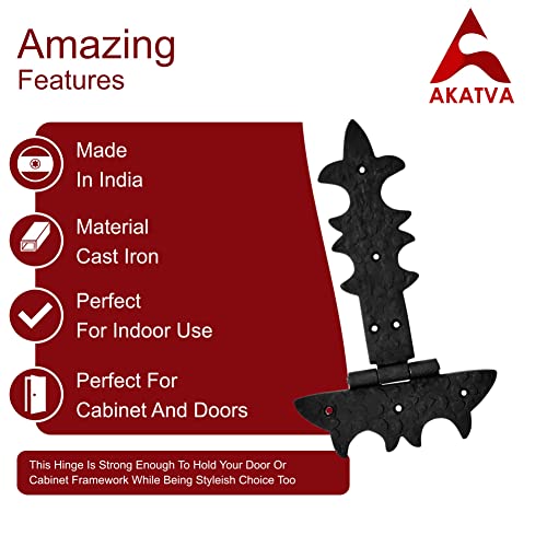 Akatva T Hinge Set - 2 Piece Gate Hinges For Wooden Fences Heavy Duty - Barn Hinges For Doors - Black Hinges – Hinges For Shed Door - Door Hinges Black Matte - Hinges Outdoor - Fence Strap Hinge Set #TOP7