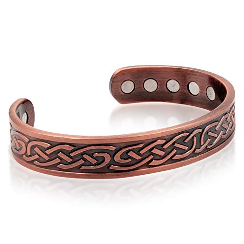 Reevaria Heavyweight Large Copper Celtic Magnetic Cuff Bracelet For Men, With 10 Magnets #TOP7