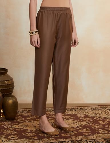 Image of Amazon Brand - Myx Women's Embroidered Anarkali Kurta Set with Organza Dupatta (Available in Plus Sizes)