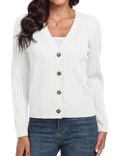 Image of Women's Long Sleeve Cardigan Sweaters Casual V Neck Soft Knit Jacket Button Down Cardigan for Women Winter Fall